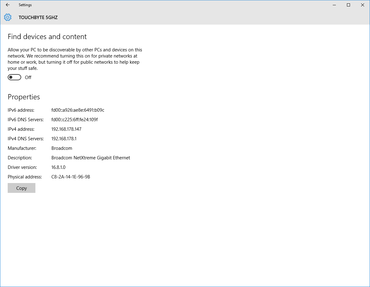 Advanced network settings