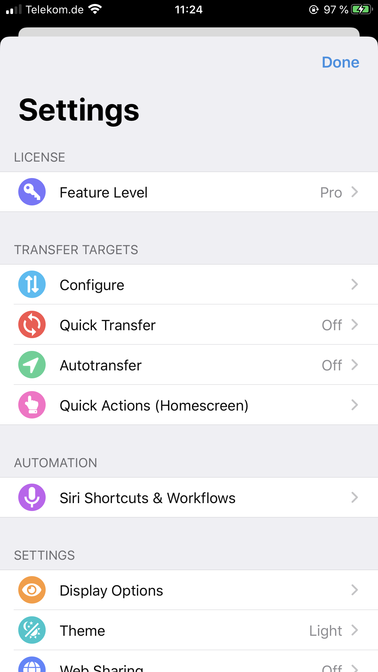 PhotoSync settings