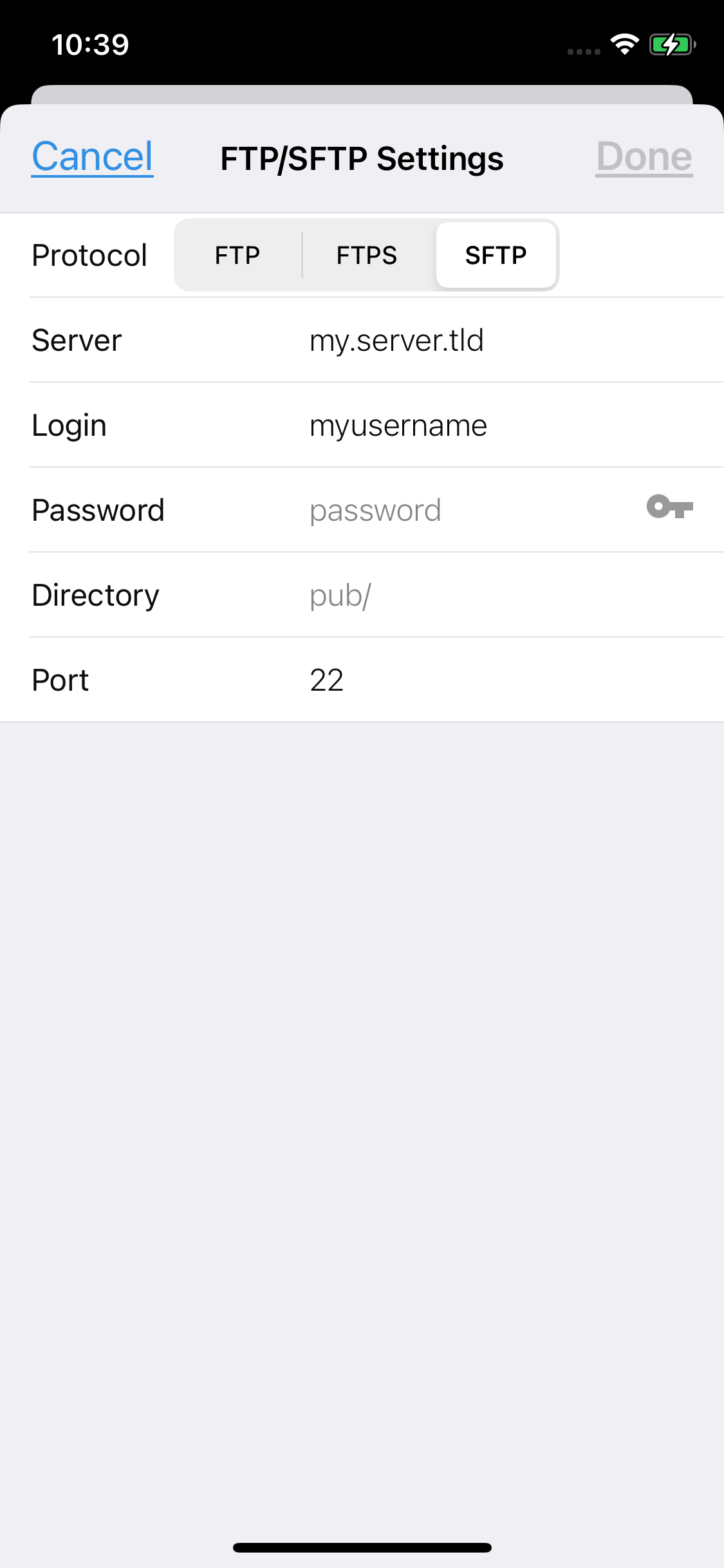 SFTP configuration