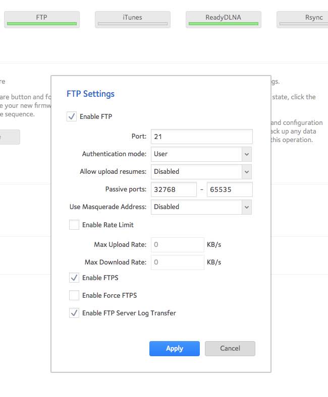 FTP settings