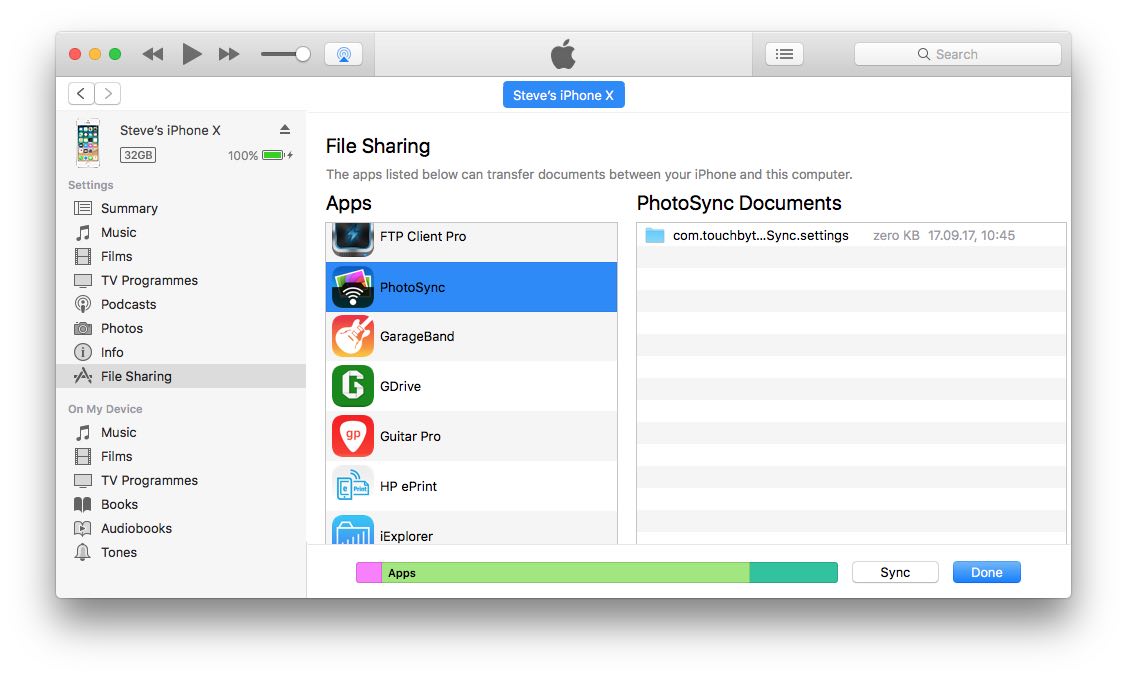 Select PhotoSync in the Apps list
